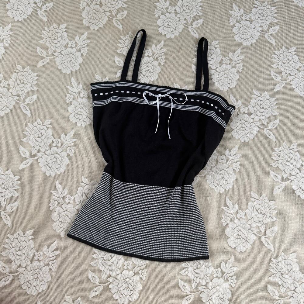 Vintage 90s INC Black & White Knit Cami Top Size Small